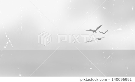 Hand-drawn illustration of a sky and sea landscape (monochrome, black and white) Hand-drawn illustration of a sky and sea landscape (monochrome, black and white) 140096991