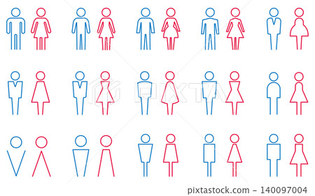 男女廁所圖示集，廁所符號圖示向量素材 140097004