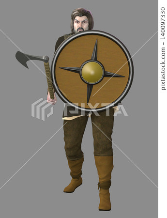 3D Warrior with Axe and Shield 3D Warrior with Axe and Shield 140097330