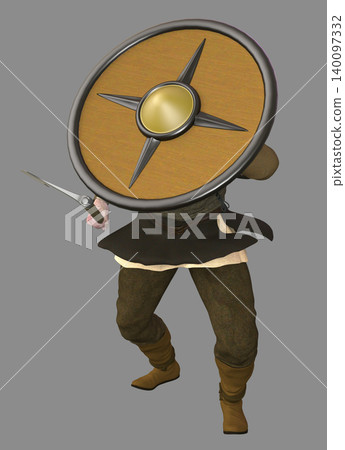 3D Warrior with Axe and Shield 3D Warrior with Axe and Shield 140097332