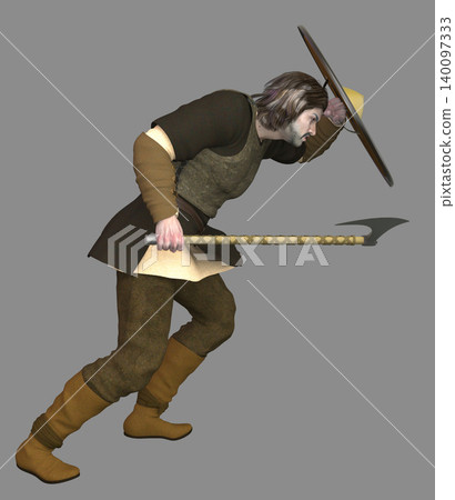 3D Warrior with Axe and Shield 3D Warrior with Axe and Shield 140097333