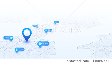 EV charging station, location mark on gps navigation map a lot with fast supercharger station. Path turns and destination tag or mark. Huge city top view Tracking path, route. vector isometric EV charging station, location mark on gps navigation map a lot with fast supercharger station. Path turns and destination tag or mark. Huge city top view Tracking path, route. vector isometric 140097442