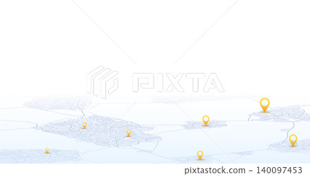 Multiple destinations from home. Gps tracking map. Track navigation pins on street maps, navigate mapping technology and locate position pin. Futuristic travel map or location navigator vector Multiple destinations from home. Gps tracking map. Track navigation pins on street maps, navigate mapping technology and locate position pin. Futuristic travel map or location navigator vector 140097453