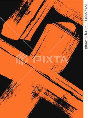 Abstract Black Orange Cross Brush Stroke Pattern 140097528