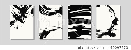 Abstract paint splash poster vector set 140097570