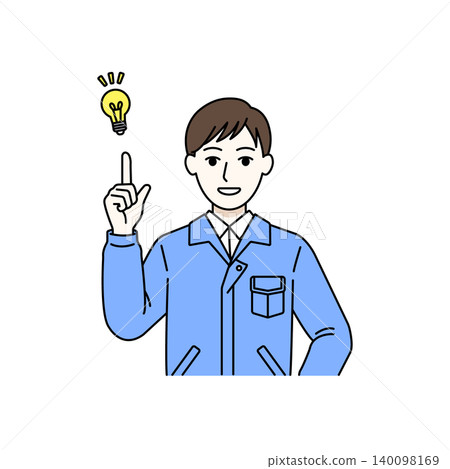 Male worker, inspiration, idea, light bulb, sudden thought, illustration Male worker, inspiration, idea, light bulb, sudden thought, illustration 140098169