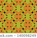 Retro Geometric Seamless Pattern Background in Green and Mustard Yellow 140098249