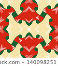 Traditional Geometric Seamless Pattern Background in Red and Green 140098251