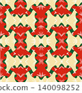 Traditional Geometric Seamless Pattern Background in Red and Green 140098252