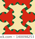 Traditional Geometric Seamless Pattern Background in Red and Green 140098253