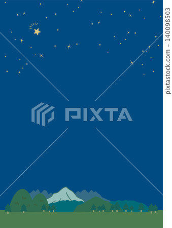 Illustration of a mountain and starry sky at night with a starry sky background (with copy space, vertical orientation) Illustration of a mountain and starry sky at night with a starry sky background (with copy space, vertical orientation) 140098503