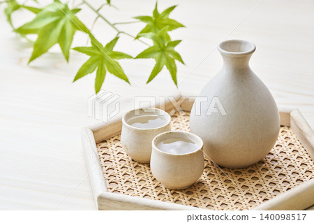 Japanese sake image: Tokkuri and choko set Japanese sake image: Tokkuri and choko set 140098517