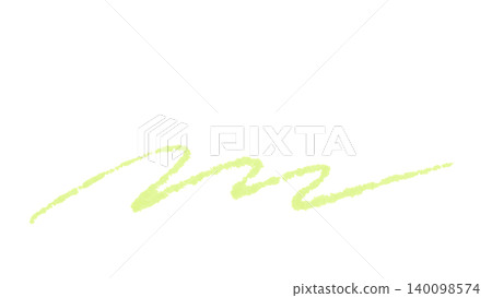 Lime yellow crayon-style hand-drawn squiggle wavy line illustration material Lime yellow crayon-style hand-drawn squiggle wavy line illustration material 140098574