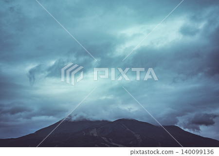Mount Bandai shrouded in rain clouds 140099136