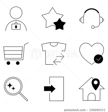 E-commerce site, online shopping, line art, icon set, vector illustrations E-commerce site, online shopping, line art, icon set, vector illustrations 140099331