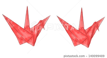 Origami crane illustration material, red (transparent background/PNG/JPEG) Origami crane illustration material, red (transparent background/PNG/JPEG) 140099489