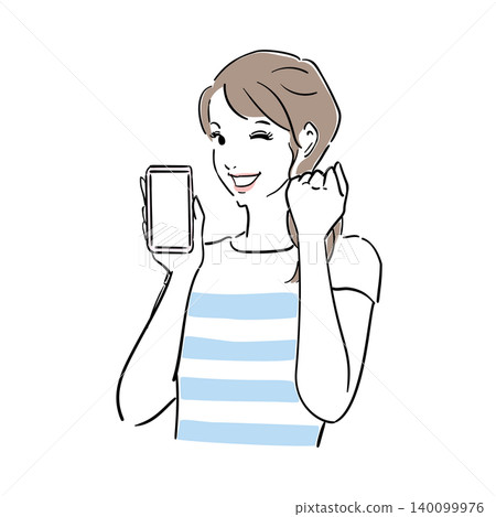 Cute woman with a smartphone 140099976