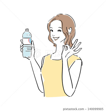 The facial expressions of women taking measures to protect themselves from the summer heat and UV rays. 140099985