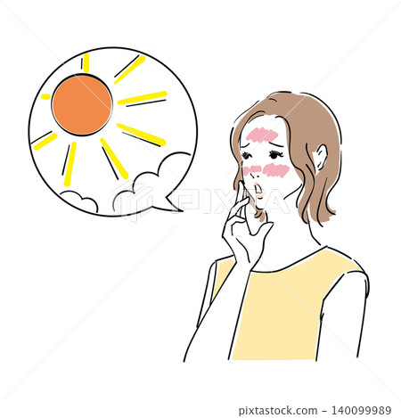 Women who suffer from sunburn caused by ultraviolet rays 140099989