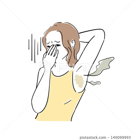 A cute woman troubled by underarm odor A cute woman troubled by underarm odor 140099993