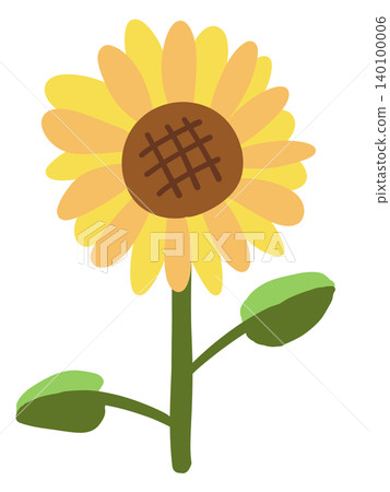 Sunflower illustration, summer flower, cute, simple, transparent background 140100006