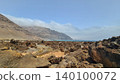 Wide view of Lanzarote desert landscape with volcanic hills and stark island beauty 140100072