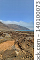 Wide view of Lanzarote desert landscape with volcanic hills and stark island beauty 140100073