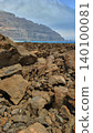Wide view of Lanzarote desert landscape with volcanic hills and stark island beauty 140100081