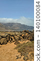 Wide view of Lanzarote desert landscape with volcanic hills and stark island beauty 140100084