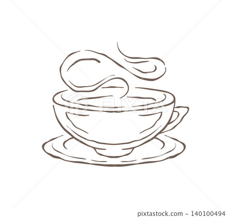 An Elegant Cup Of Hot Coffee With Swirling Steam Sketch Vector Illustration An Elegant Cup Of Hot Coffee With Swirling Steam Sketch Vector Illustration 140100494