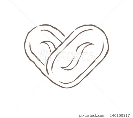 Two Roasted Coffee Beans Forming A Heart Shape Symbol Of Love Vector Illustration 140100517