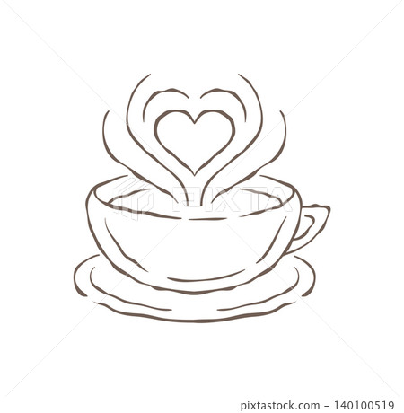A Cup Of Hot Coffee With A Heart Shaped Steam Cloud Vector Illustration 140100519