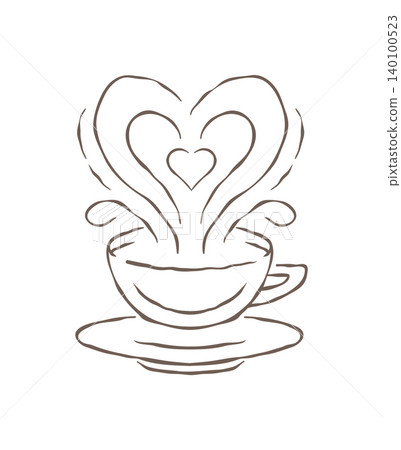 A Romantic Coffee Cup With Heart Shaped Steam On A Saucer Vector Illustration 140100523