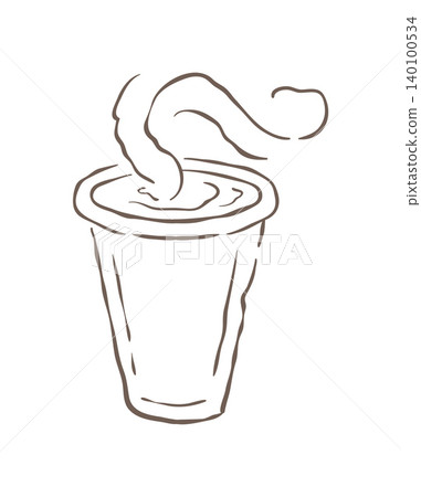 A Simple Line Art Sketch Of A Takeaway Coffee Cup With Steam Vector Illustration A Simple Line Art Sketch Of A Takeaway Coffee Cup With Steam Vector Illustration 140100534