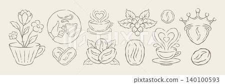 A Royal Coffee Love Affair Themed Doodle Elements Vector Illustration A Royal Coffee Love Affair Themed Doodle Elements Vector Illustration 140100593