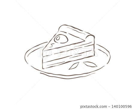 Delicious Slice Of Cake On A Plate Hand Drawn Sketch Vector Illustration 140100596