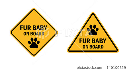 dog fur baby on board yellow warning sign isolated vector illustration 140100839