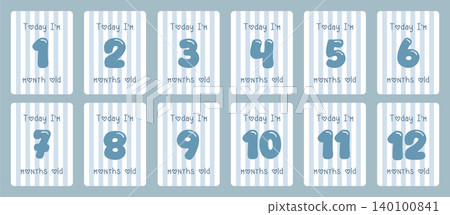 baby months paper tag set with numbers vector illustration 140100841