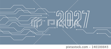 technology banner 2027 circuit board electronics digital vector illustration 140100843