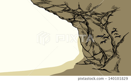 Primitive rock painting. Vector drawing Primitive rock painting. Vector drawing 140101829