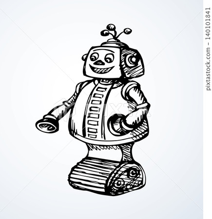 Vector drawing. Small funny robot Vector drawing. Small funny robot 140101841