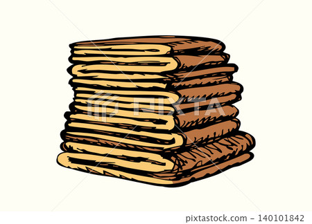 Vector drawing. A stack of towels Vector drawing. A stack of towels 140101842