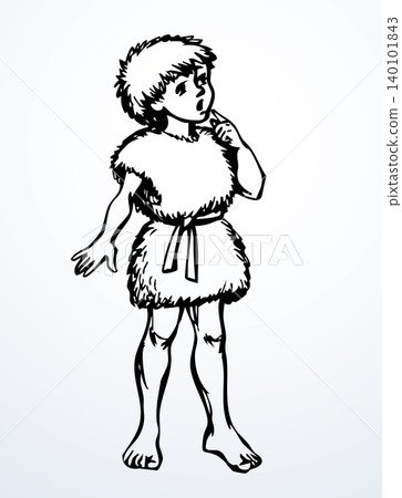 Vector drawing. Curious ancient kid Vector drawing. Curious ancient kid 140101843