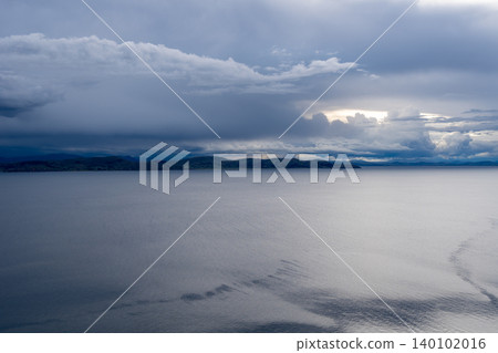 Panoramic view of Lake Titicaca from Taquile Island, Peru 140102016