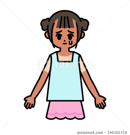 女孩因日曬而皮膚變黑的插圖。 女孩因日曬而皮膚變黑的插圖。 140102318