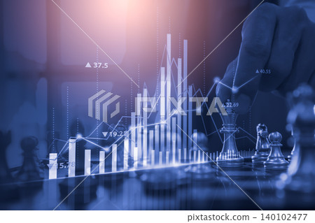Stock market or forex trading graph and candlestick chart suitable for financial investment concept. Economy trends background for business idea and all art work design. Abstract finance background. Stock market or forex trading graph and candlestick chart suitable for financial investment concept. Economy trends background for business idea and all art work design. Abstract finance background. 140102477
