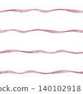 Hand-drawn watercolor illustration featuring wavy horizontal ribbon seamless pattern in a soft red or pink color. Repeat ornament on isolated background in retro coquette style. 140102918
