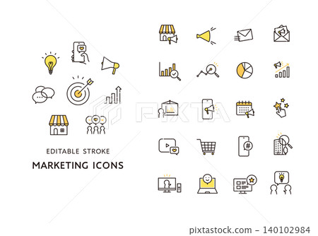 A set of icons related to marketing. A set of icons related to marketing. 140102984