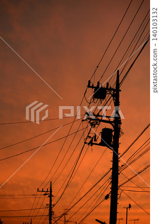 Utility pole at twilight Utility pole at twilight 140103132