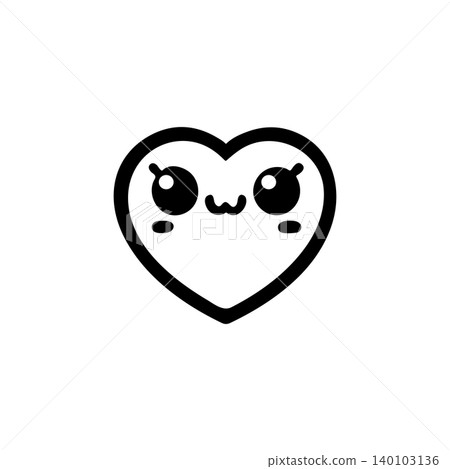 A simple black line drawing of a smiling heart vector icon. A simple black line drawing of a smiling heart vector icon. 140103136